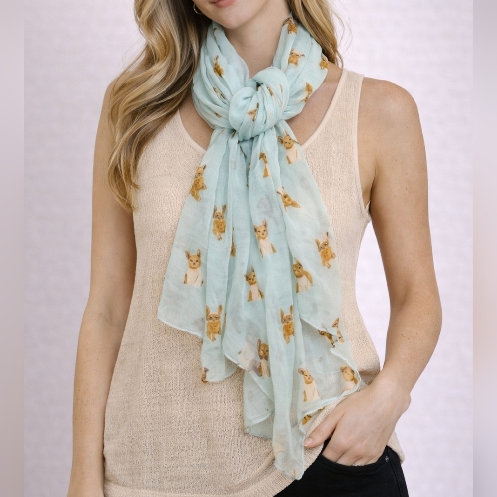 3/$30 Large Lightweight Mint Gauze Dog Lover Cover-up Summer Shawl